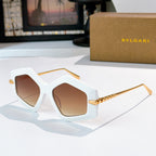 White octagonal sunglasses with brown gradient lenses and gold-tone temples