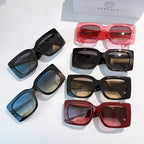 Versace sunglasses assortment with black, blue, and red square frames and tinted lenses