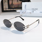 Celine round sunglasses with dark lenses and silver metal frames