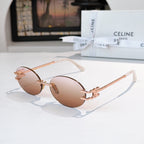 Celine round sunglasses with light brown lenses and gold-tone frames