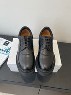 Dior unisex lace-up shoes, dark leather upper with padded collar and rubber sole