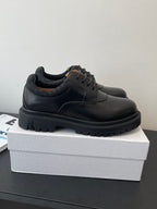 Dior unisex derby shoes, dark leather lace-up front with thick sole and tread