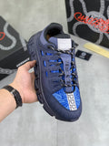 Versace blue lace-up sneakers with Greca trim and cushioned sole