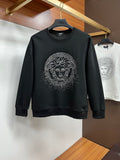 Versace black sweatshirt with rhinestone Medusa logo on front