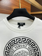 White Versace sweatshirt neckline with Medusa circular emblem