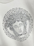 Versace white crewneck sweatshirt with rhinestone Medusa portrait on chest