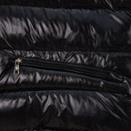 Moncler black puffer vest horizontal zip pocket detail