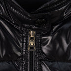 Moncler black puffer vest front zipper with logo zipper pulls