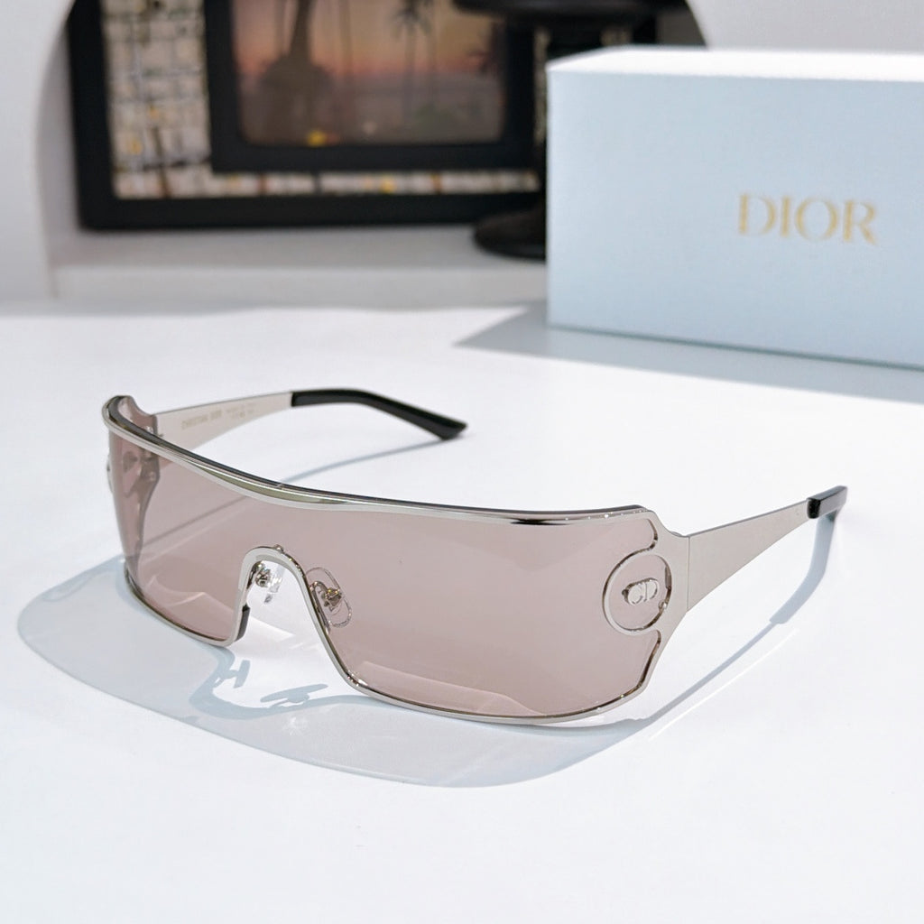 Dior sunglasses with blush pink tinted lenses and metal frame