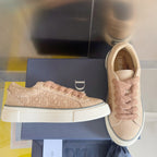 Dior unisex sneakers, beige with embossed monogram texture and lace-up front