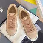 Dior unisex sneakers in beige with lace-up design and low white sole