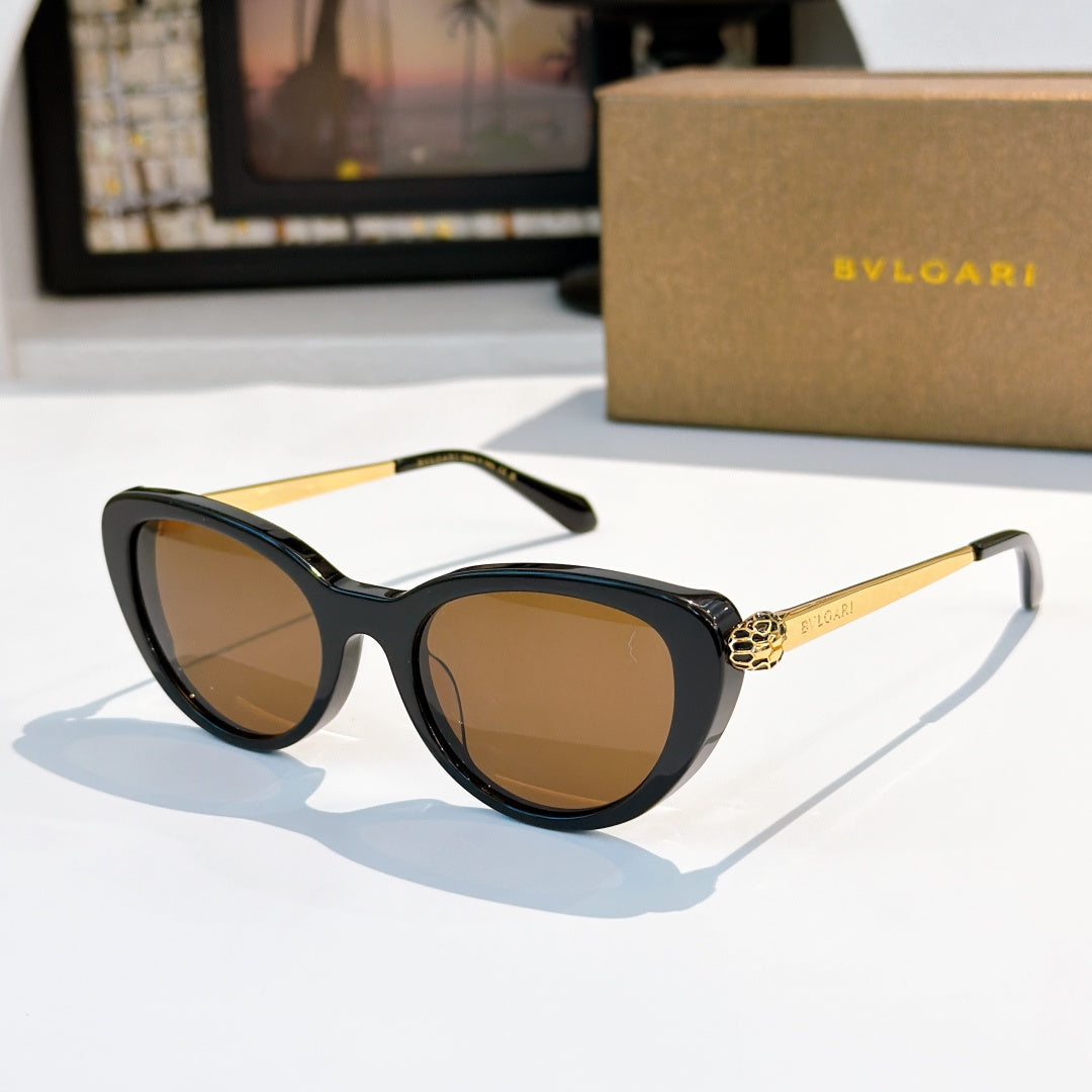 Bvlgari sunglasses with black frames and brown tinted lenses