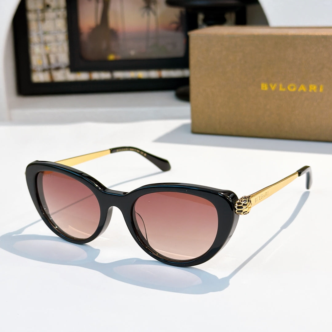 Bvlgari sunglasses with black frames and pink tinted lenses