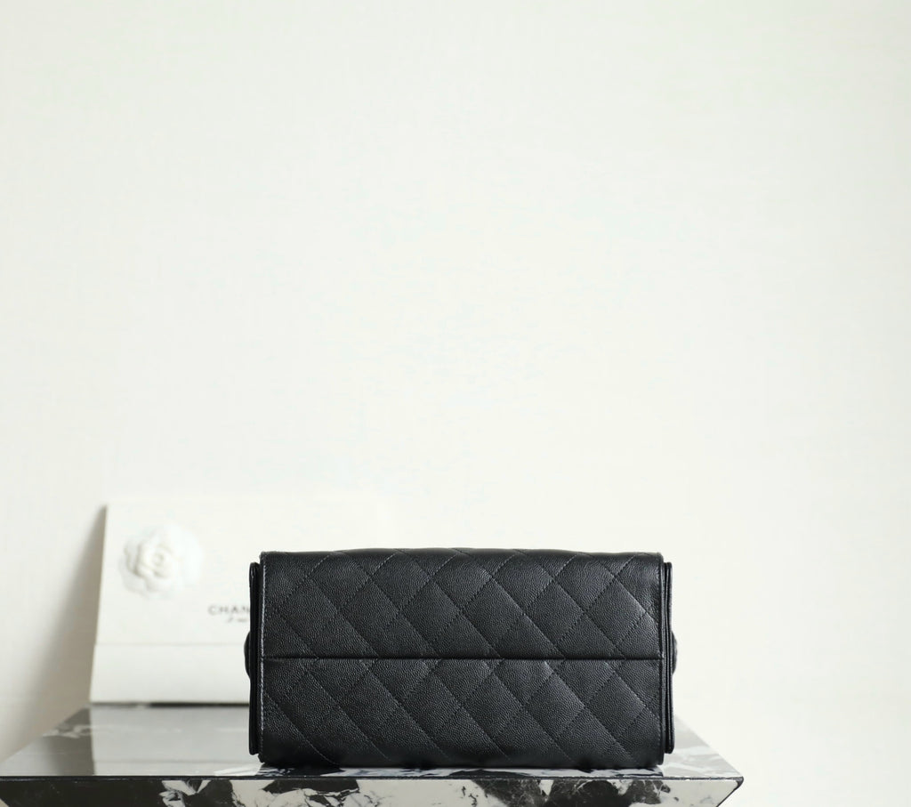 Chanel black quilted leather flap bag with chain strap