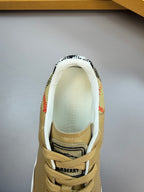 Burberry sneaker interior view with logo on insole and lace-up upper