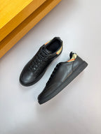 Burberry black leather sneakers with multicolor heel patch and lace-up design