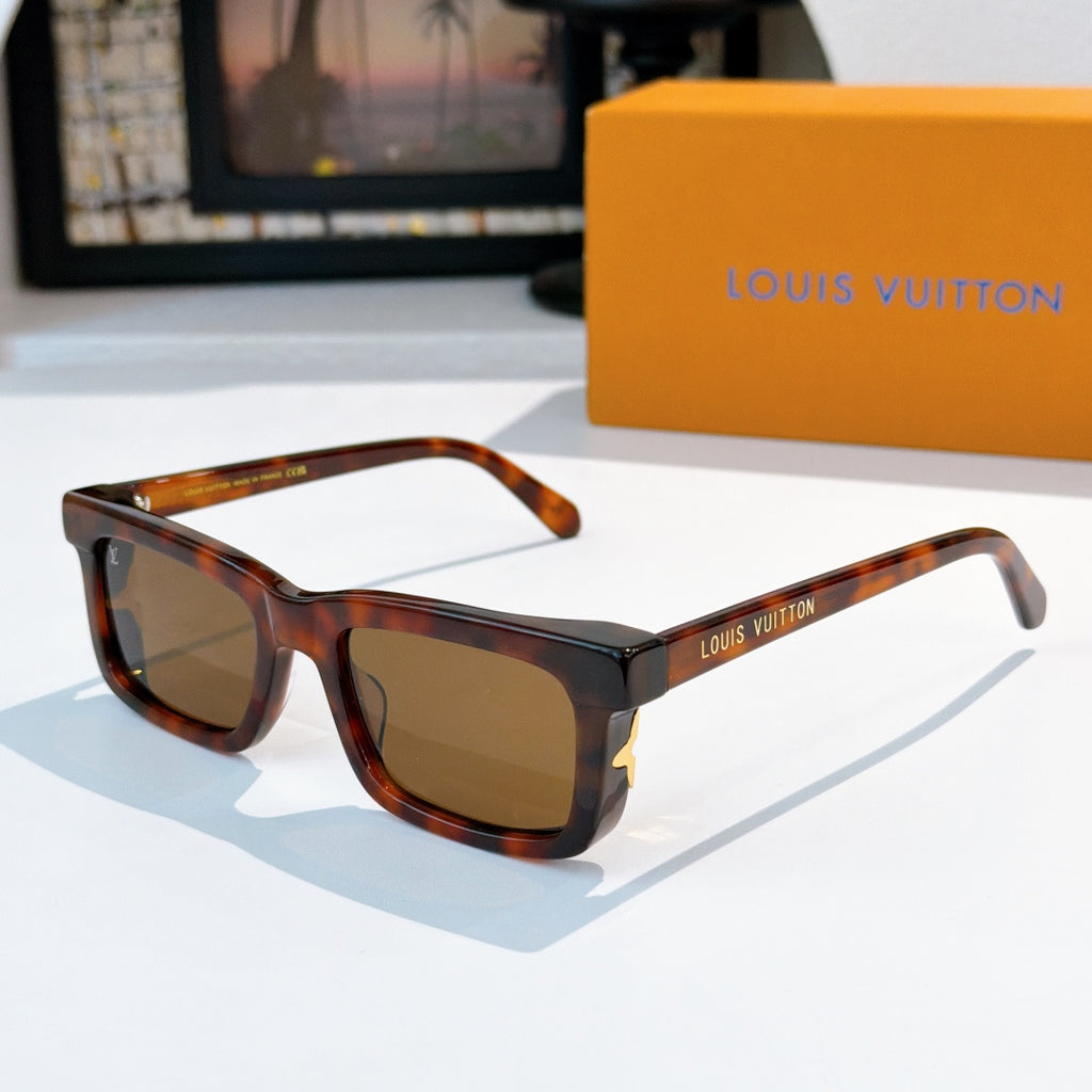 Louis Vuitton sunglasses with tortoiseshell frames and brown gradient lenses