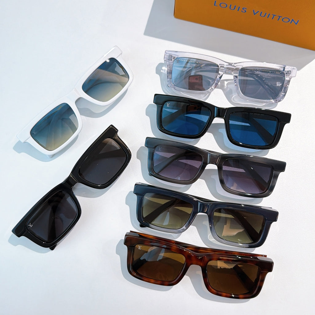 Louis Vuitton sunglasses set with multiple frame colors and tinted lenses