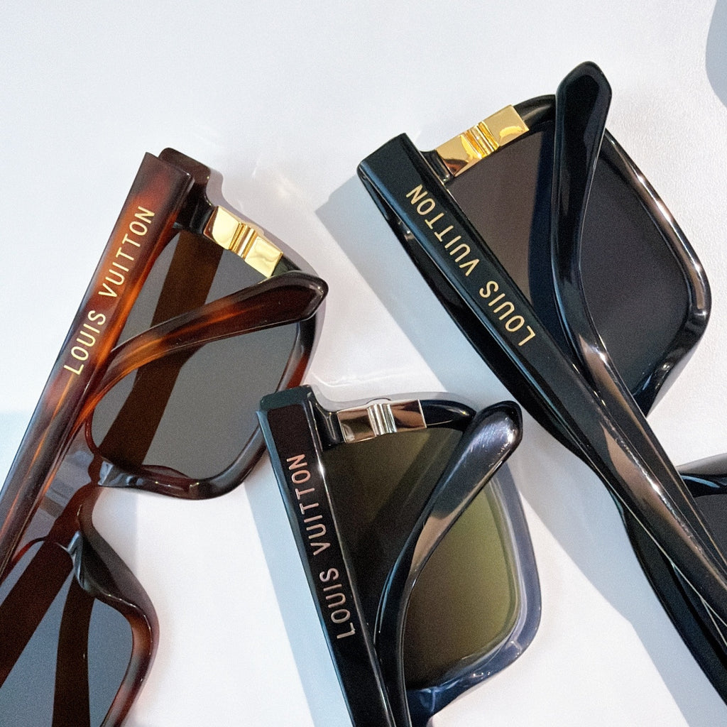 Louis Vuitton sunglasses assortment with dark and brown frames and tinted lenses
