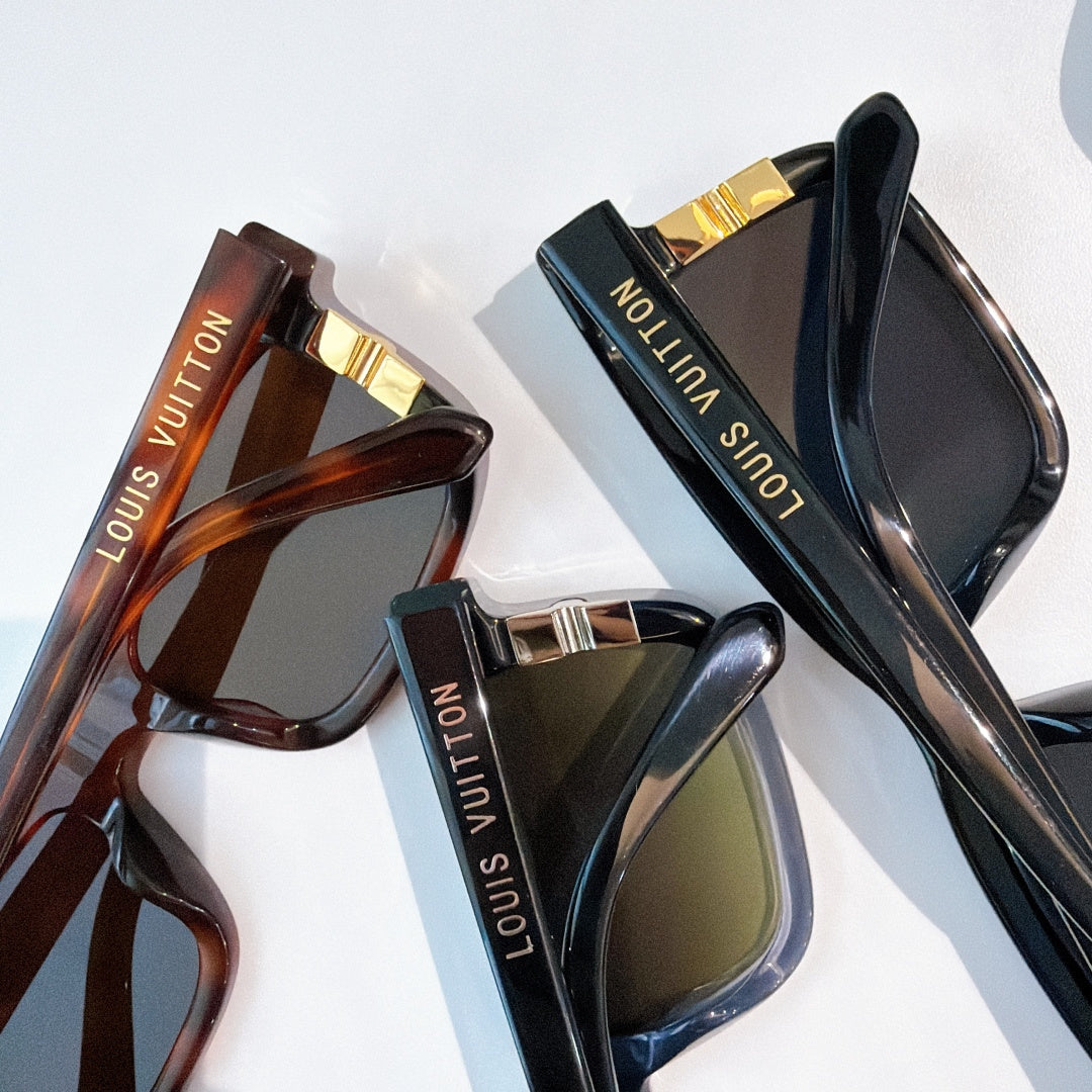 Louis Vuitton sunglasses assortment with dark and brown frames and tinted lenses