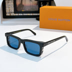 Louis Vuitton sunglasses with black frames and blue gradient lenses