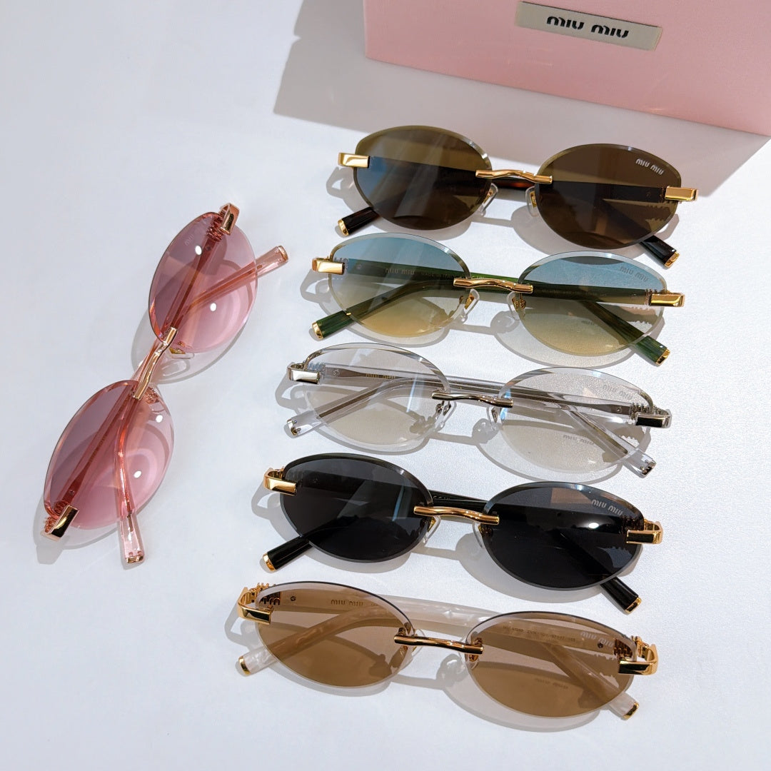 MiuMiu sunglasses set with mixed frames and tinted lenses in dark, gold and pink tones