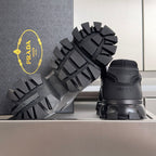 Prada chunky sneaker sole, black outsole with raised tread blocks and heel logo