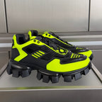 Prada unisex sneakers in neon green and black, chunky lug sole and straps