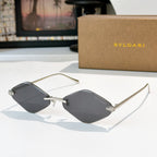 Bvlgari silver-tone sunglasses with dark lenses and angular frames