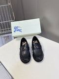 Burberry black leather loafers with round logo bit detail
