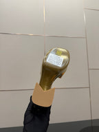 Louis Vuitton ladies metallic high-heel sandal, insole label visible, back view