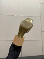 Ladies' Louis Vuitton sandal outsole/heel base, gold-toned underside