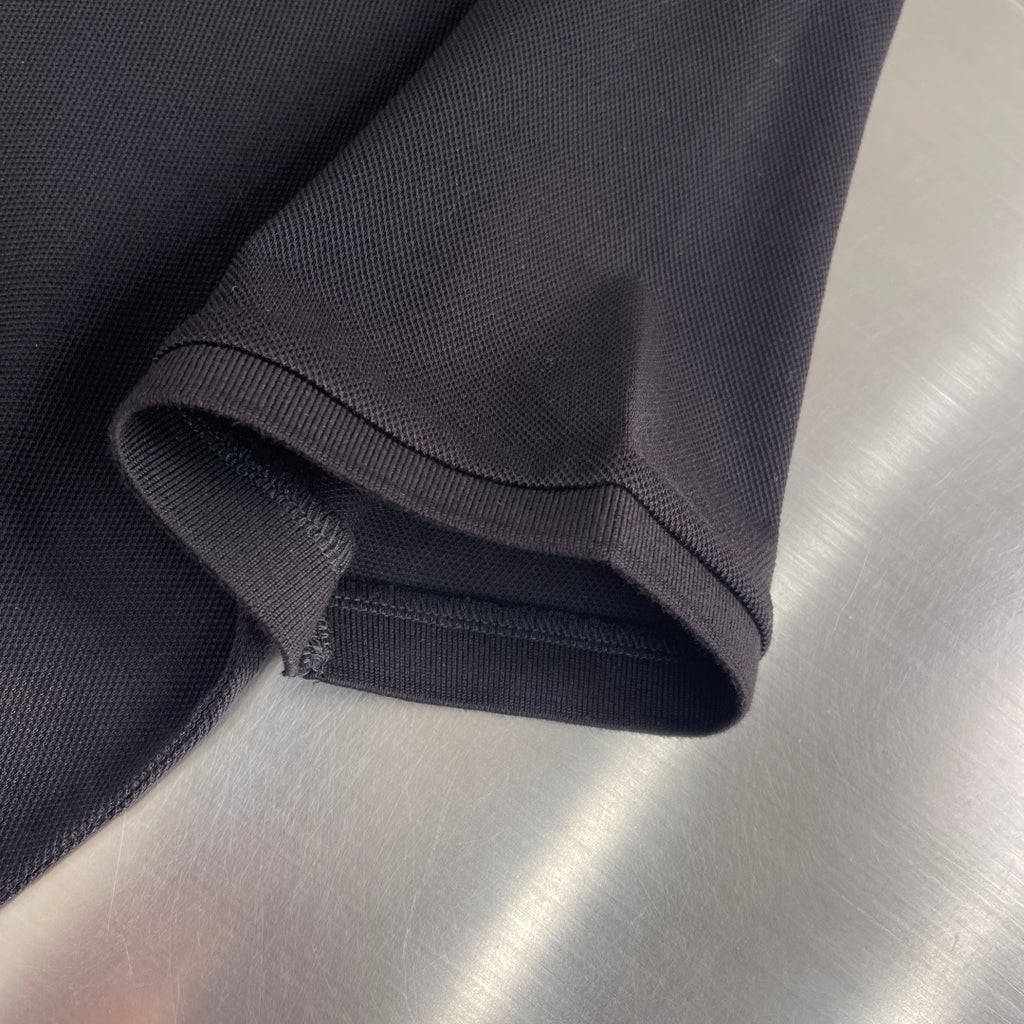 Prada polo shirt hem and cuff, dark knit with stitched edge
