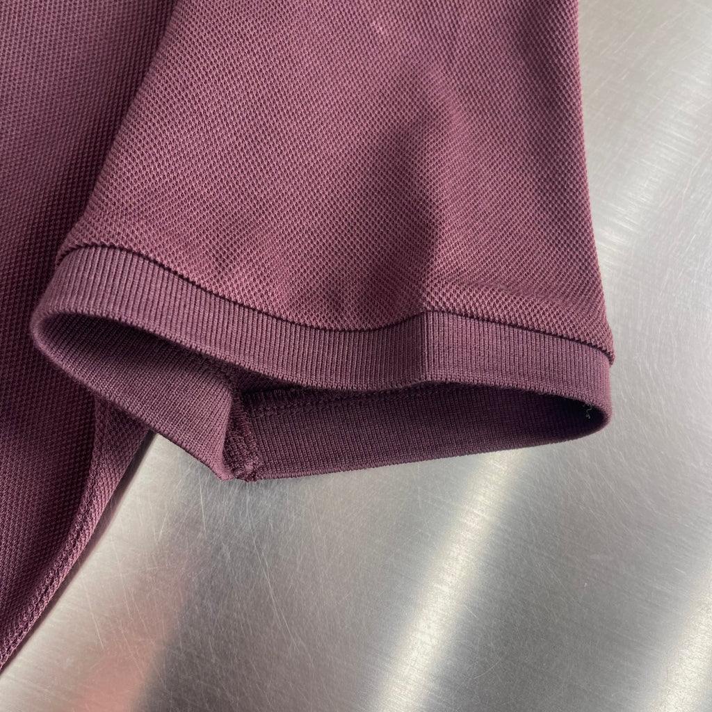 Prada polo shirt hem with ribbed trim, burgundy short sleeve cuff