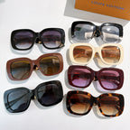 Louis Vuitton square sunglasses set with mixed frame colors and tinted lenses