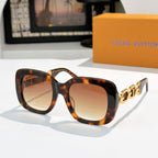Louis Vuitton square sunglasses with tortoiseshell frames and warm brown lenses