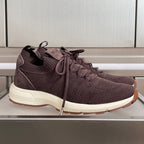 Dior unisex knit sneakers in dark purple with lace-up front and white rubber sole
