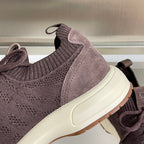 Dior unisex high-knit sneakers in dark purple with suede panel and white sole