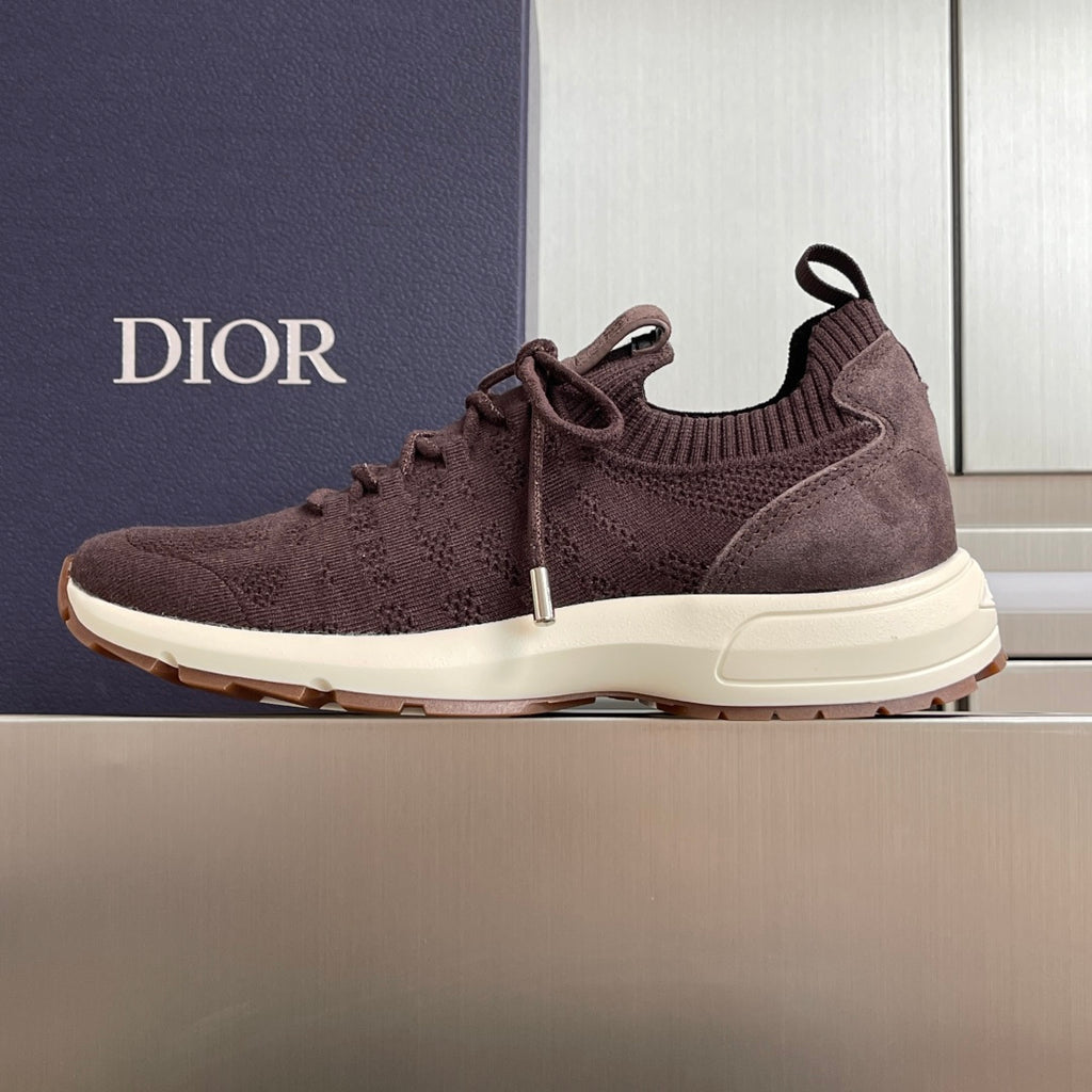 Dior unisex low-top knit sneakers in dark purple with laces and chunky white sole
