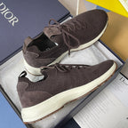 Dior unisex knit sneakers in dark purple with lace-up front and white cushioned sole