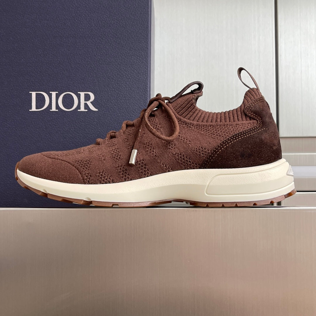 Dior unisex sneaker, dark brown knit upper with lace-up and white midsole
