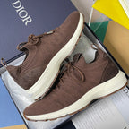 Dior unisex sneakers in dark brown knit with lace-up and chunky white soles