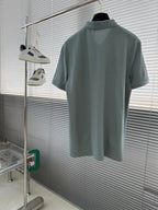 Prada polo shirt back view in muted teal knit with collar