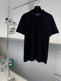 Prada short-sleeve polo shirt, dark knit with button placket and collar