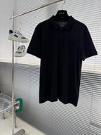 Prada short-sleeve polo shirt, dark knit with button placket and collar