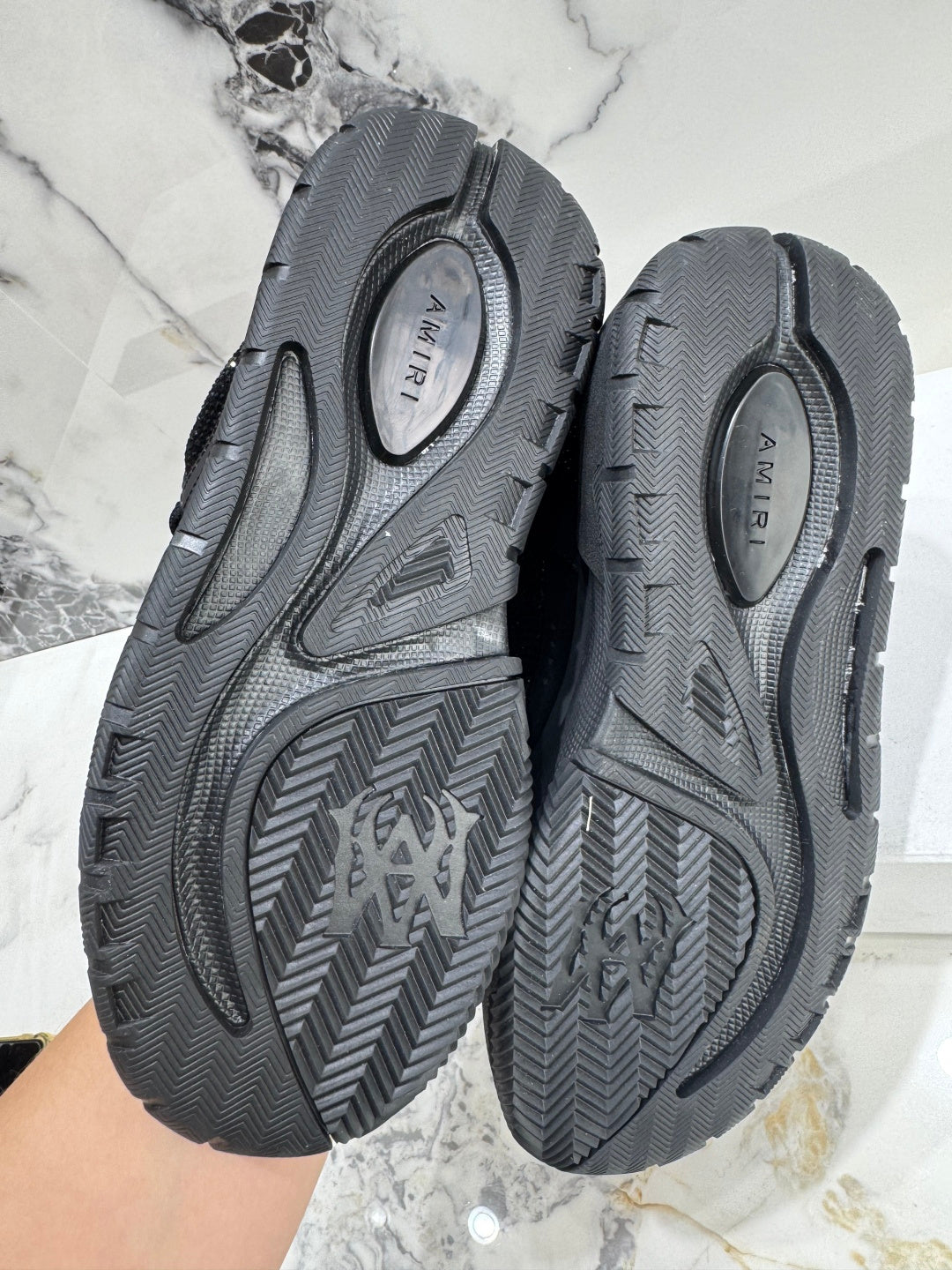 Amiri luxury shoes outsole in black with deep patterned rubber tread