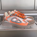 Dior unisex sneakers, orange laces and gray-orange patterned panels