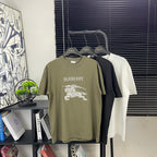 Short-sleeve T-shirt, olive green with “BURBERRY” and white horse logo graphic