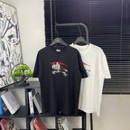 Black Burberry short-sleeve T-shirt on hangers, crew neck, colorful horse print