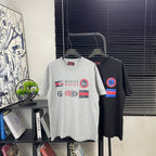 Gucci graphic T-shirt set: light gray and dark blue on hangers